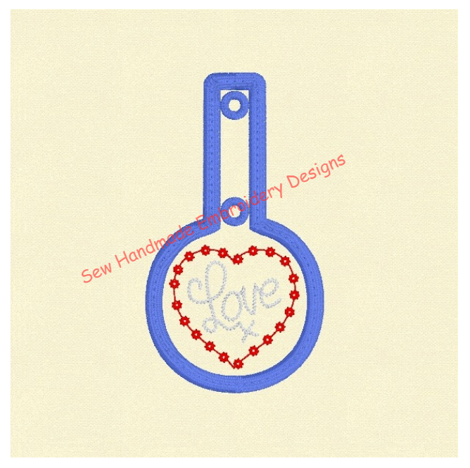 IN THE HOOP - ITH - KF4 - KEY FOB LOVE HEART Machine Embroidery Design