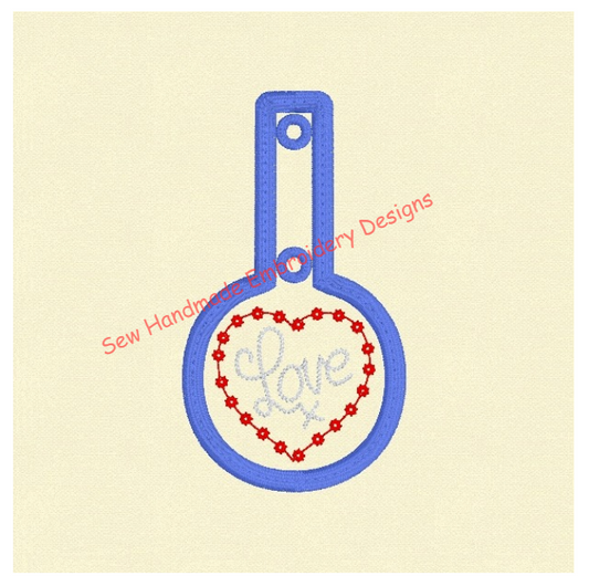 IN THE HOOP - ITH - KF4 - KEY FOB LOVE HEART Machine Embroidery Design