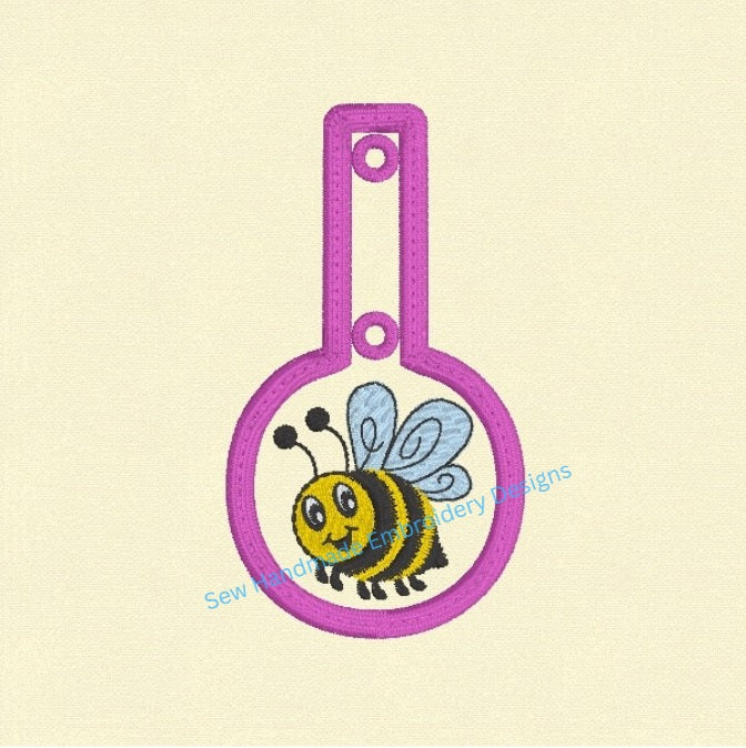 IN THE HOOP - ITH - KF7 - KEY FOB BUMBLE BEE Machine Embroidery Design