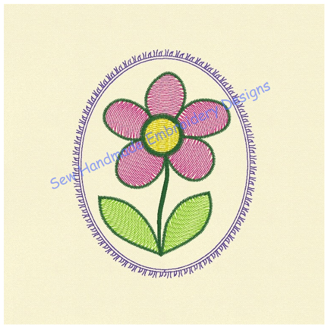 LIGHT FILL FLOWER IN FRAME Embroidery Design - LFF022   3.25 x 4.5