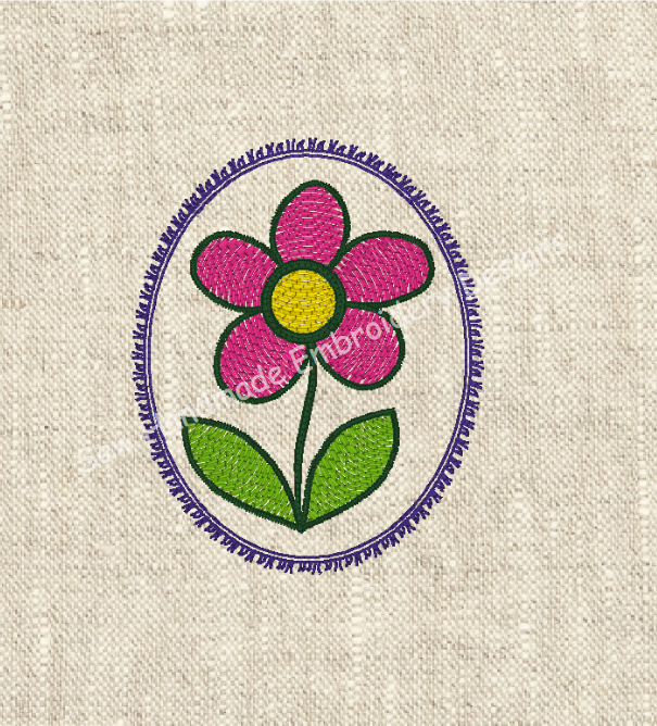 LIGHT FILL FLOWER IN FRAME Embroidery Design - LFF022   3.25 x 4.5