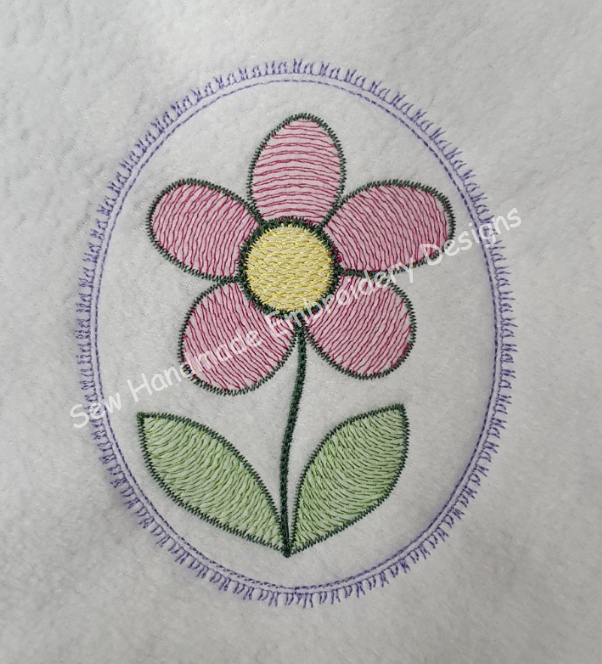 LIGHT FILL FLOWER IN FRAME Embroidery Design - LFF022   3.25 x 4.5