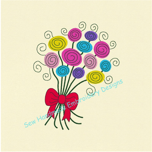 LOLLIPOP FLOWERS Machine Embroidery Design