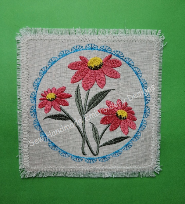 PRETTY FLOWERS IN LACE FRAME  Machine Embroidery Design