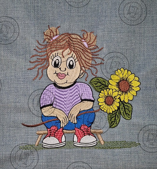 PRETTY SUNFLOWER GIRL Machine Embroidery Design