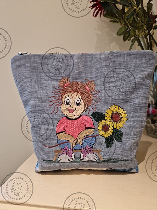 PRETTY SUNFLOWER GIRL Machine Embroidery Design