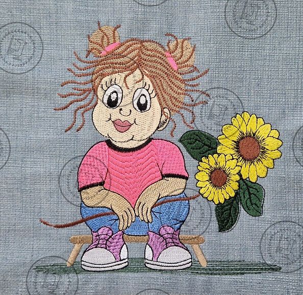 PRETTY SUNFLOWER GIRL Machine Embroidery Design