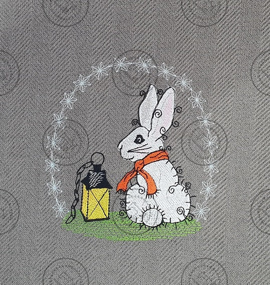 RAGGY WINTER BUNNY RABBIT Machine Embroidery Design