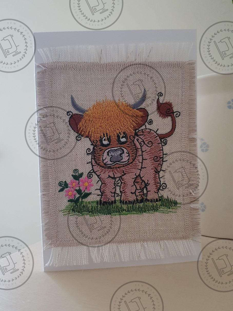 RAGGY HIGHLAND COW COO Machine Embroidery Design