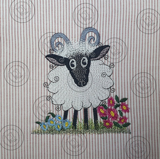 RAGGY FLUFFY RAM SHEEP Machine Embroidery Design