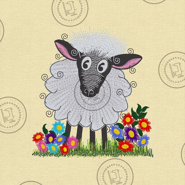 RAGGY FLUFFY EWE SHEEP Machine Embroidery Design