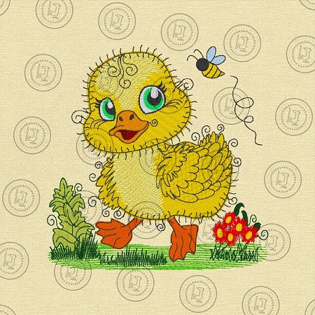 RAGGY YELLOW DUCKLING DUCK Machine Embroidery Design