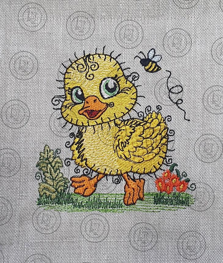 RAGGY YELLOW DUCKLING DUCK Machine Embroidery Design