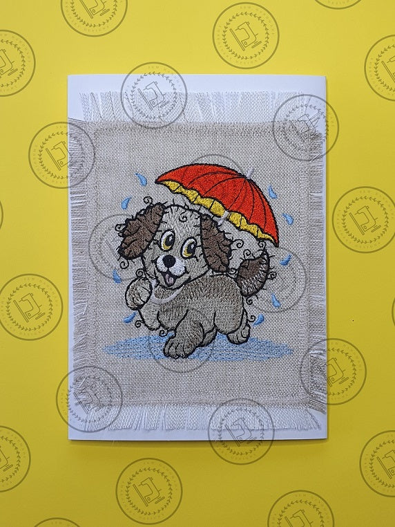 RAGGY PUPPY DOG IN THE RAIN Machine Embroidery Design