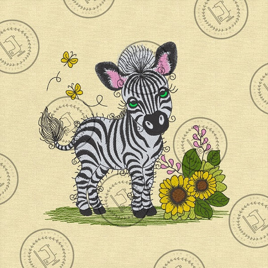 RAGGY ZEBRA  Machine Embroidery Design