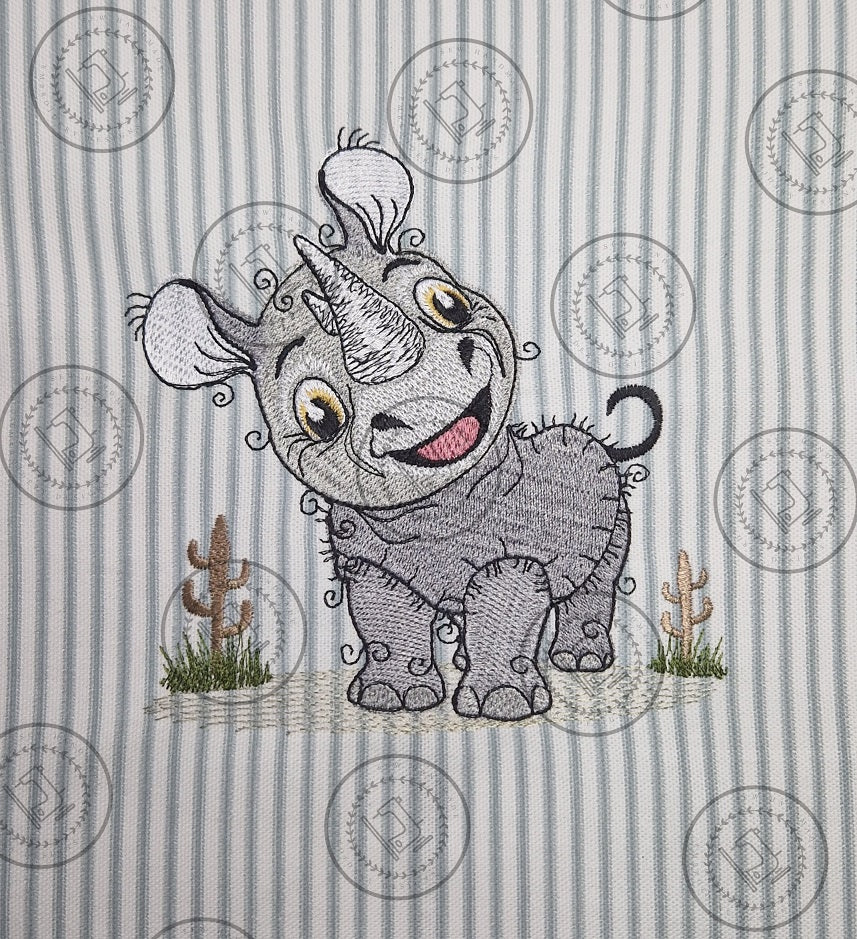 RAGGY RHINO RHINOCEROS Machine Embroidery Design