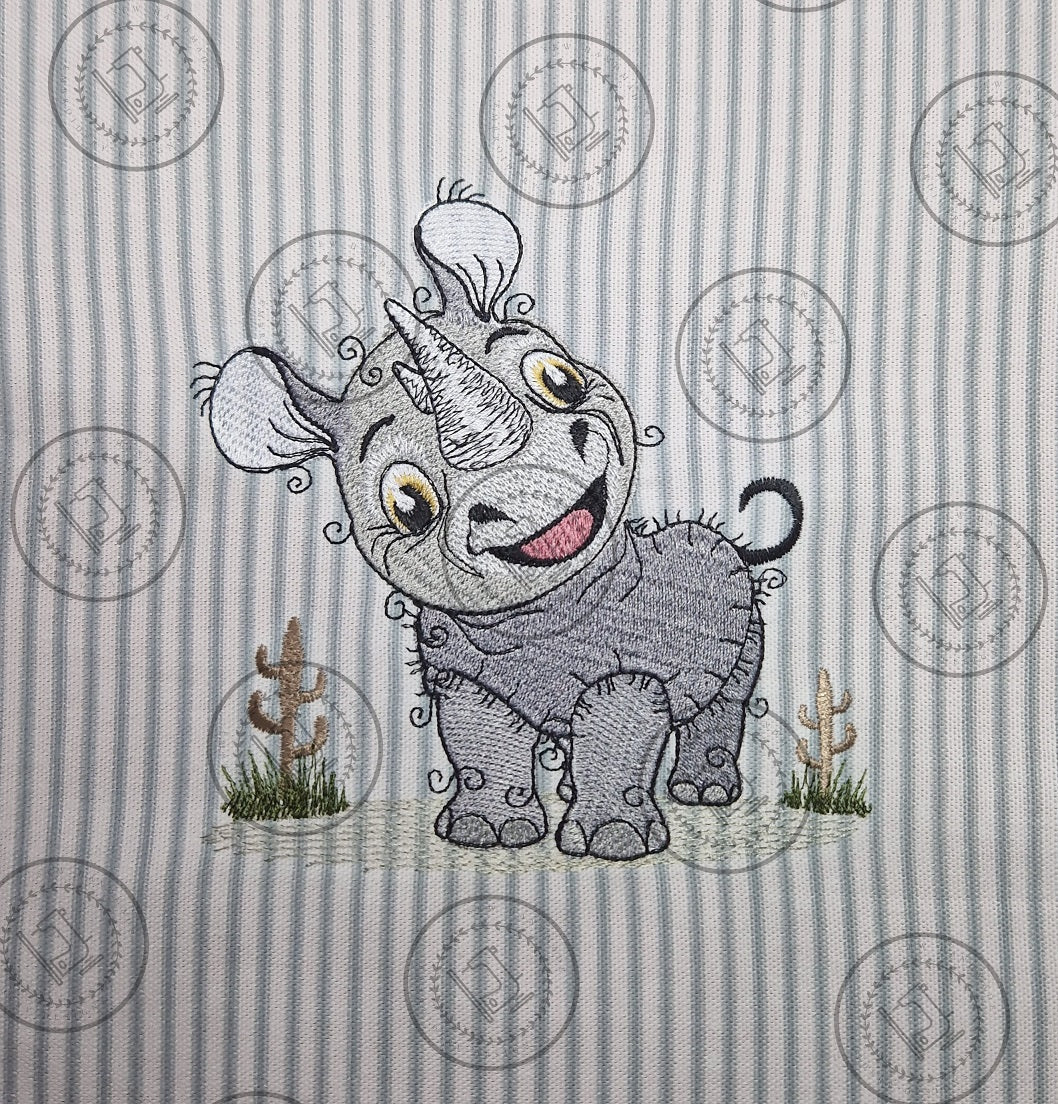 RAGGY RHINO RHINOCEROS Machine Embroidery Design