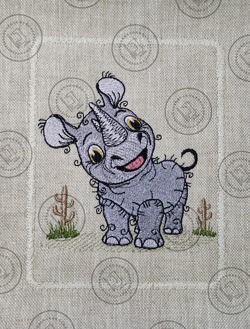 RAGGY RHINO RHINOCEROS Machine Embroidery Design
