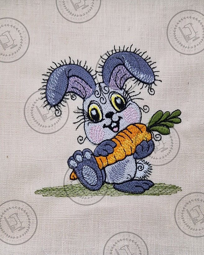 RAGGY BUNNY RABBIT WITH CARROT Machine Embroidery Design