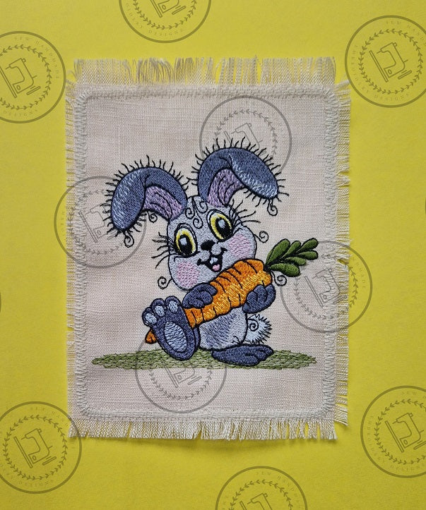 RAGGY BUNNY RABBIT WITH CARROT Machine Embroidery Design