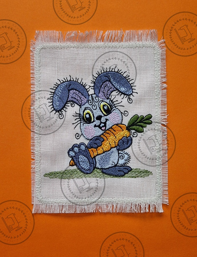 RAGGY BUNNY RABBIT WITH CARROT Machine Embroidery Design