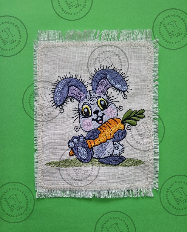 RAGGY BUNNY RABBIT WITH CARROT Machine Embroidery Design