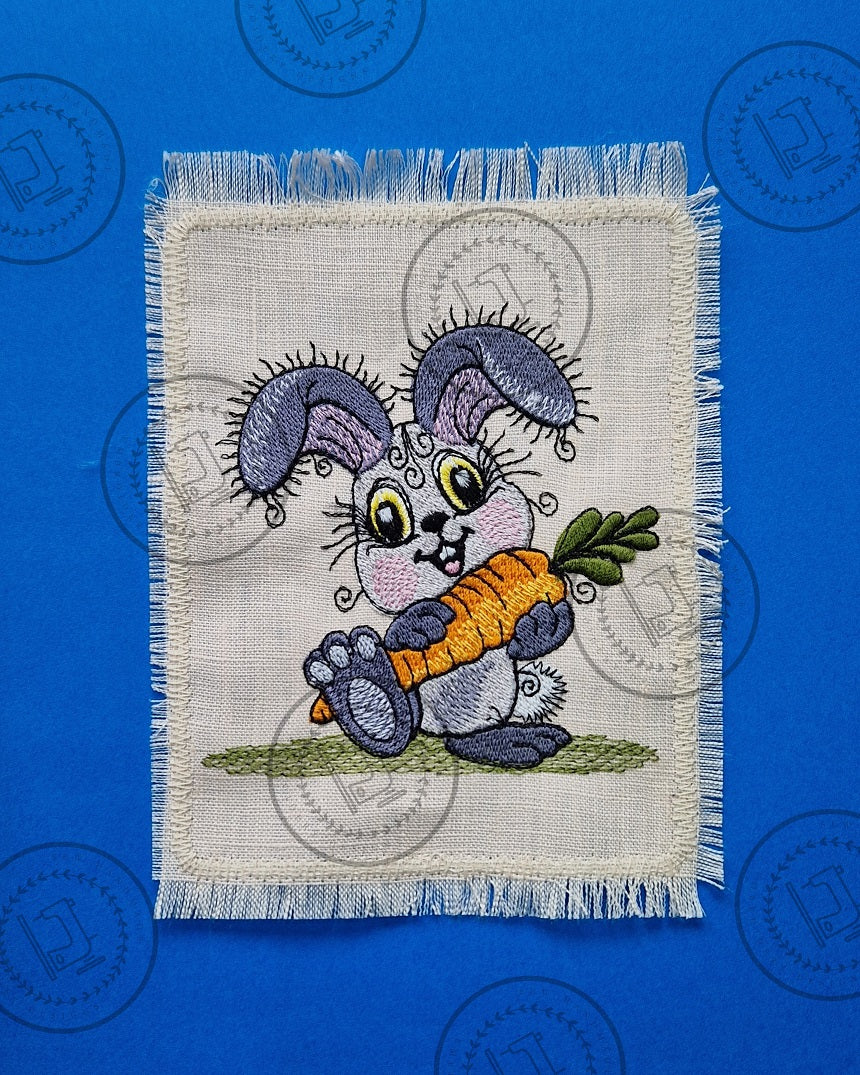 RAGGY BUNNY RABBIT WITH CARROT Machine Embroidery Design