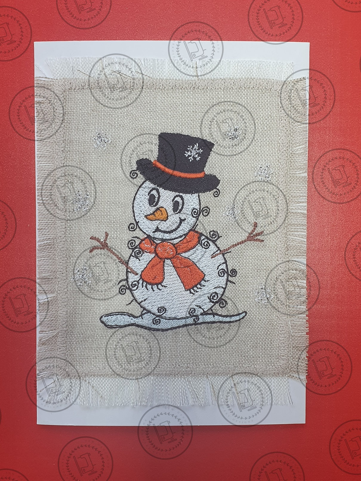 RAGGY CHRISTMAS SNOWMAN Embroidery Design