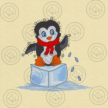 RAGGY ICE BLOCK PENGUIN Embroidery Design