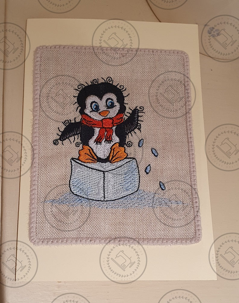RAGGY ICE BLOCK PENGUIN Embroidery Design
