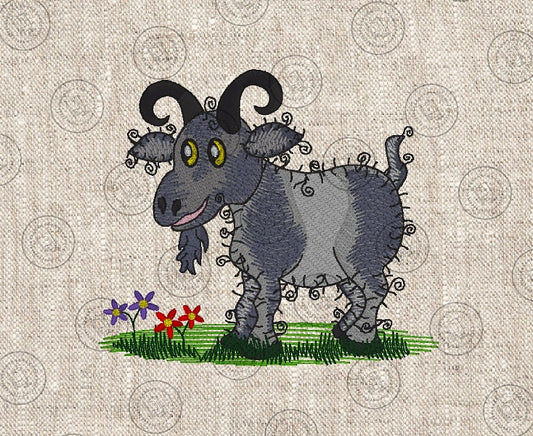 RAGGY GOAT Machine Embroidery Design