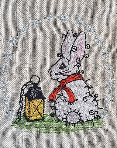 RAGGY WINTER BUNNY RABBIT Machine Embroidery Design