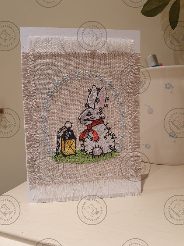 RAGGY WINTER BUNNY RABBIT Machine Embroidery Design