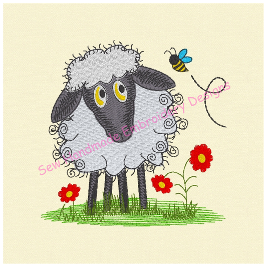 RAGGY SHEEP Machine Embroidery Design