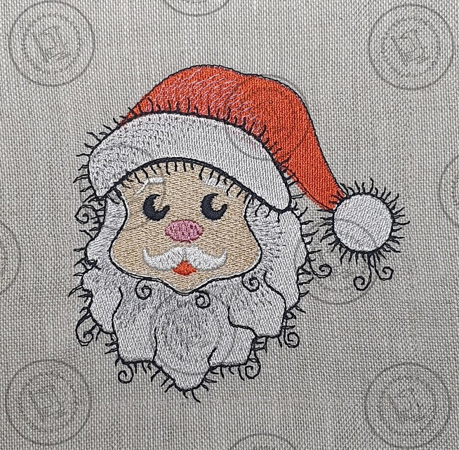 RAGGY SANTA FACE Embroidery Design - RSF23  4 x 4