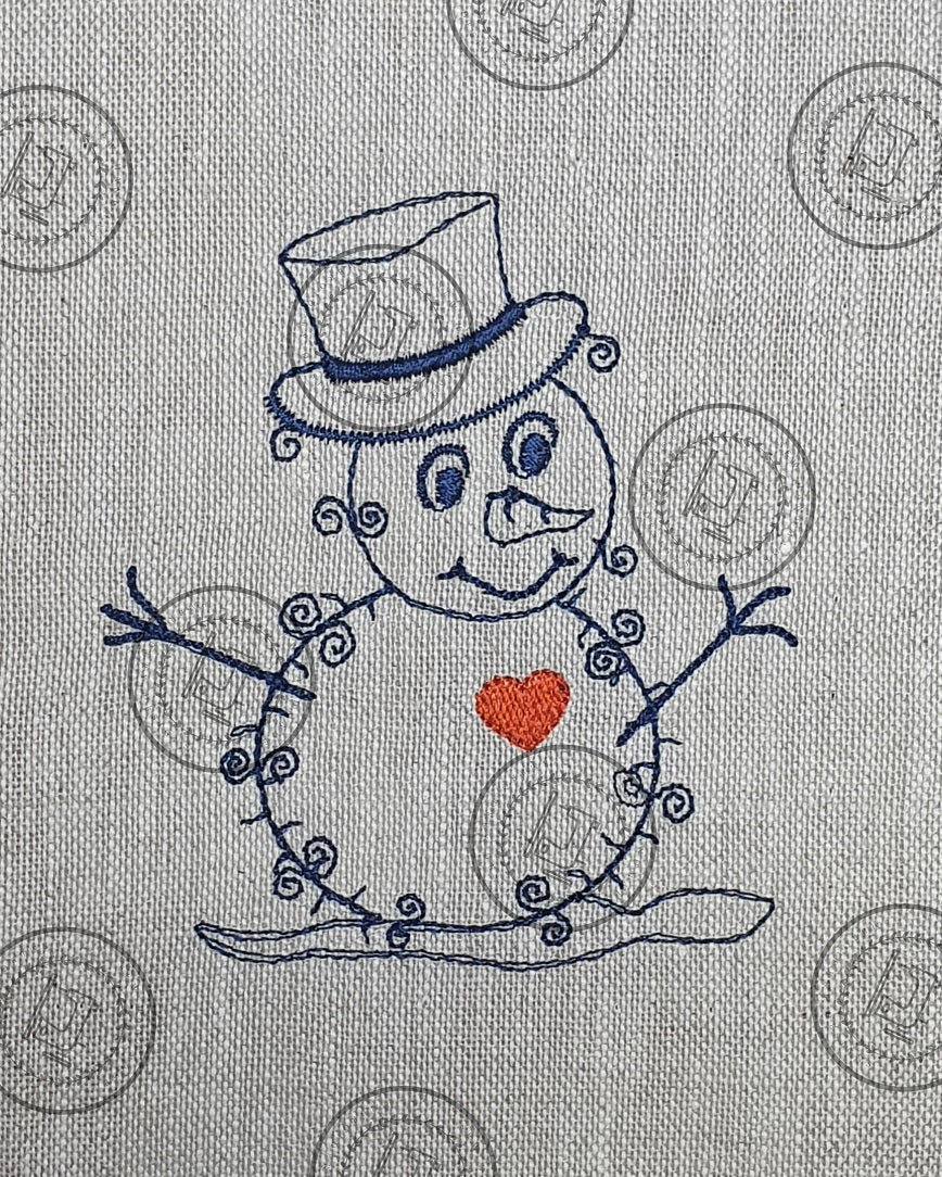 RAGGY SNOWMAN OUTLINE Embroidery Design - RSO23    4 x 4