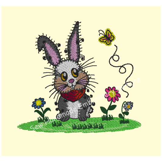 RAGGY BUNNY RABBIT Machine Embroidery Design