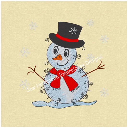 RAGGY CHRISTMAS SNOWMAN Embroidery Design