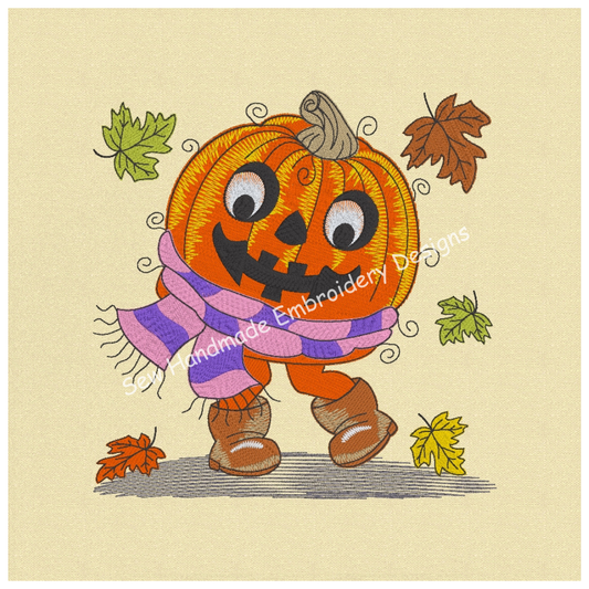 RAGGY HARVEST HALLOWEEN PUMPKIN Machine Embroidery Design