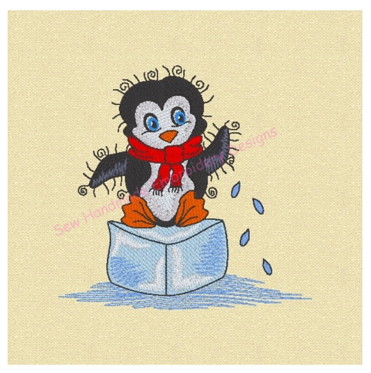 RAGGY ICE BLOCK PENGUIN Embroidery Design