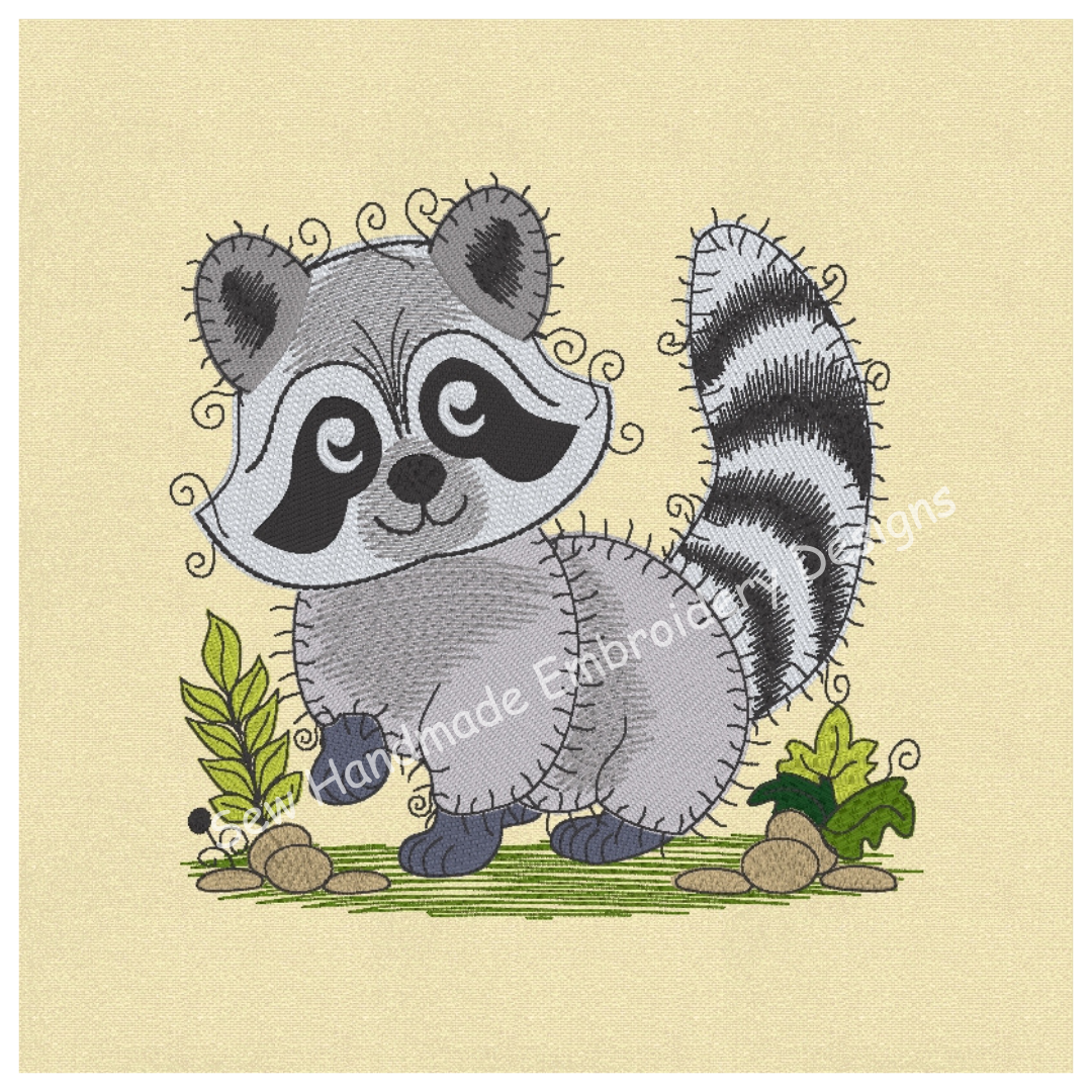 RAGGY RACOON RACCOON Machine Embroidery Design