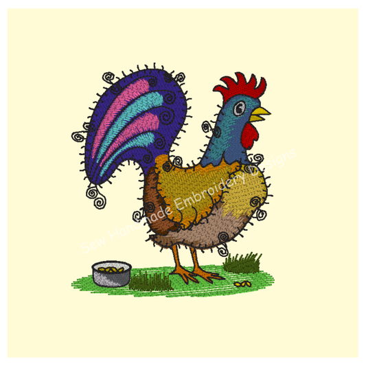 RAGGY ROOSTER Machine Embroidery Design