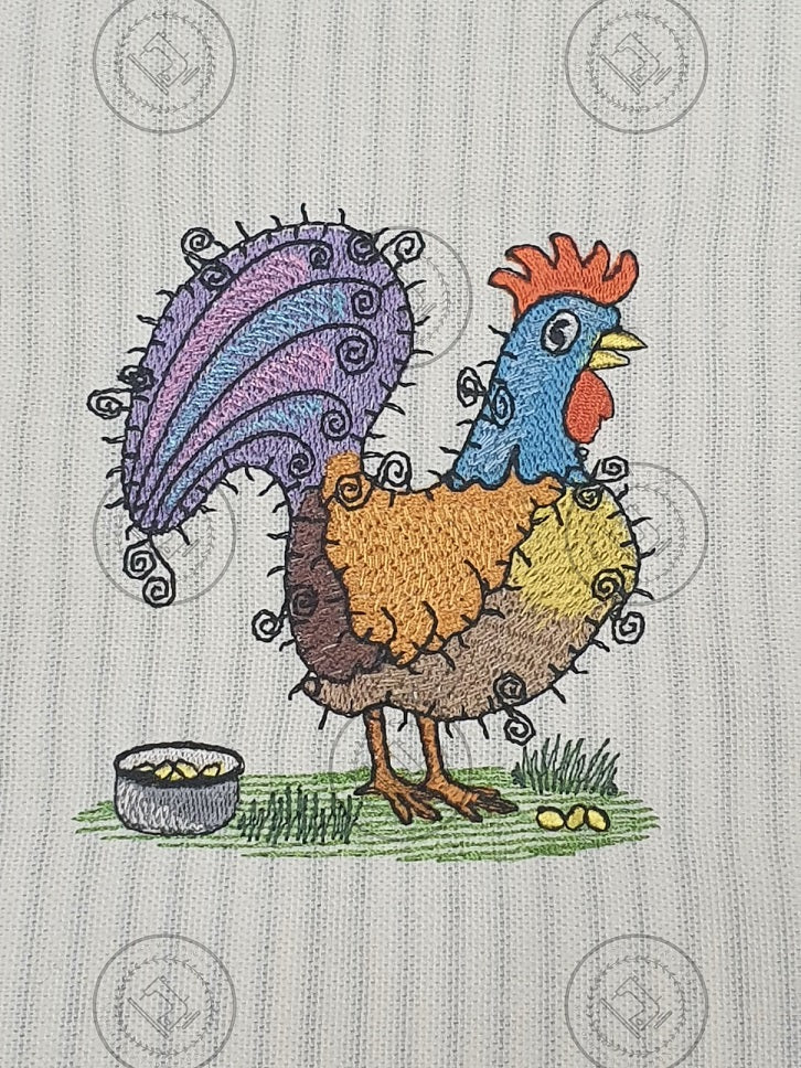 RAGGY ROOSTER Machine Embroidery Design