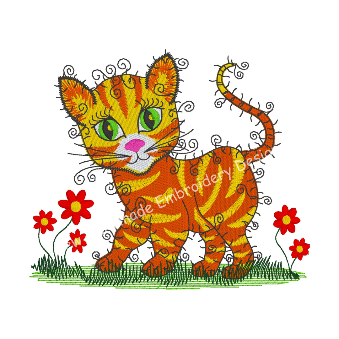 RAGGY TABBY KITTEN CAT Machine Embroidery Design