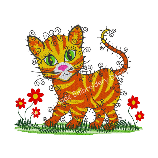 RAGGY TABBY KITTEN CAT Machine Embroidery Design