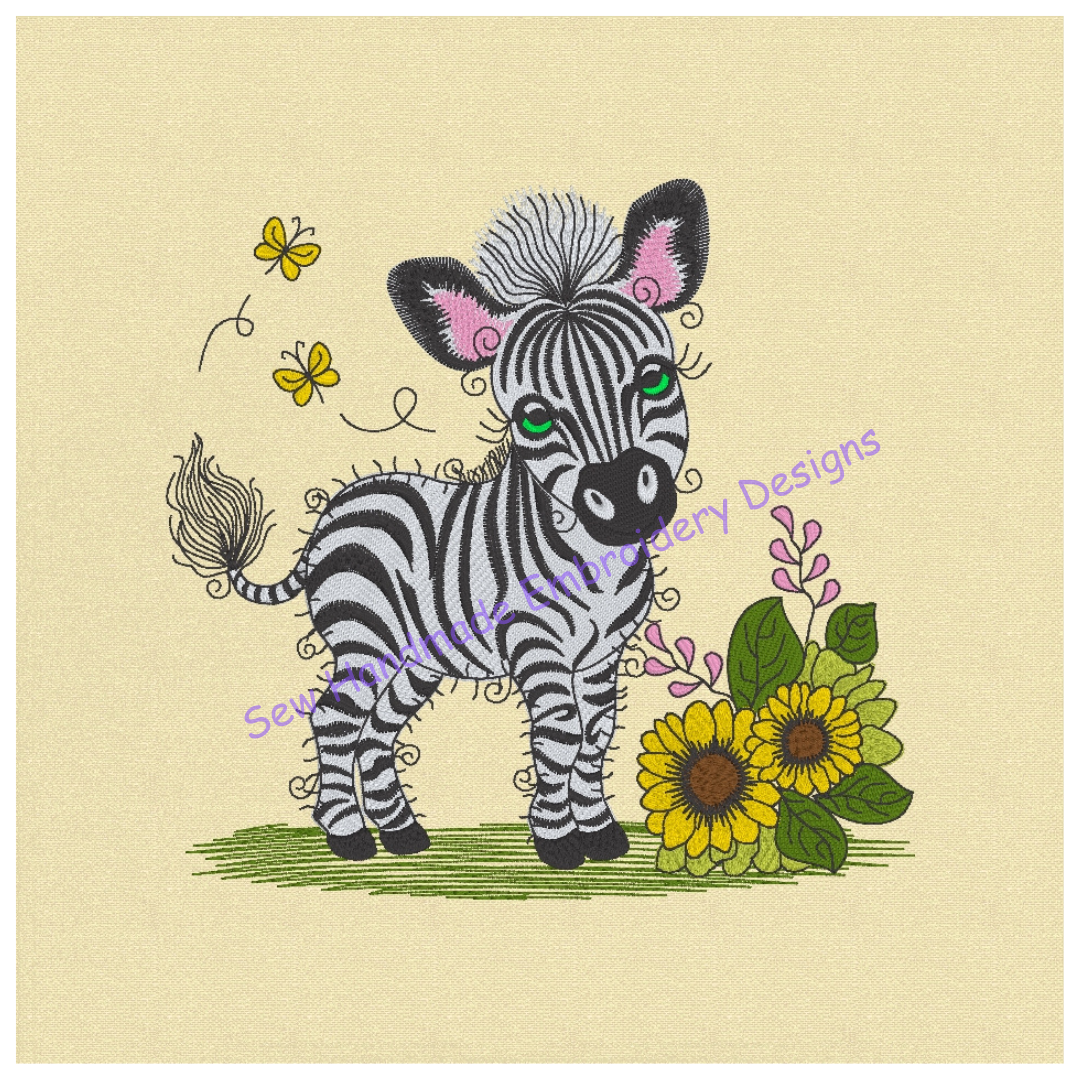 RAGGY ZEBRA  Machine Embroidery Design
