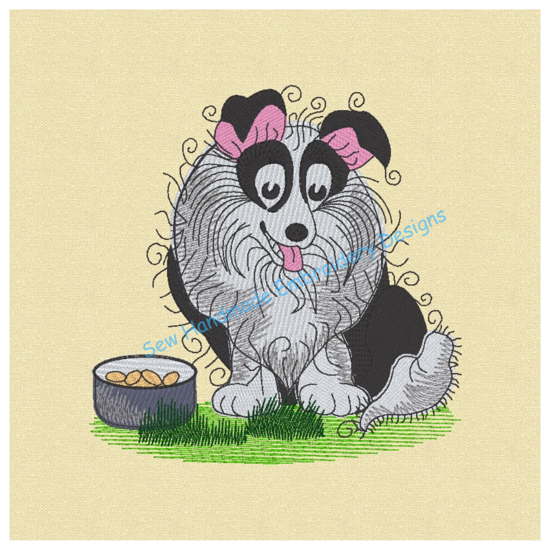 RAGGY COLLIE SHEEPDOG PUPPY DOG Machine Embroidery Design