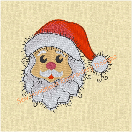RAGGY SANTA FACE Embroidery Design - RSF23  4 x 4