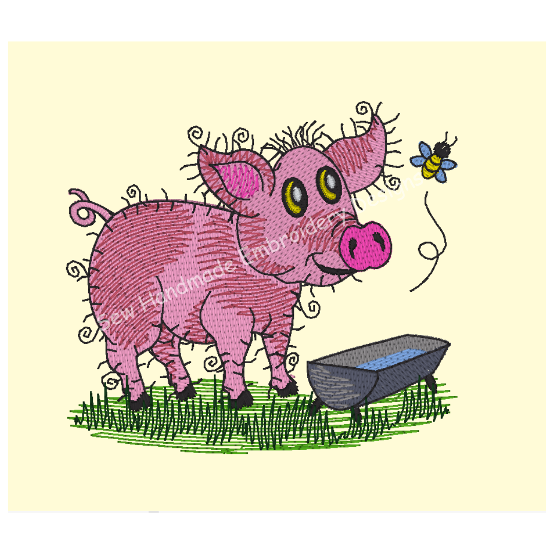 RAGGY PIG Machine Embroidery Design