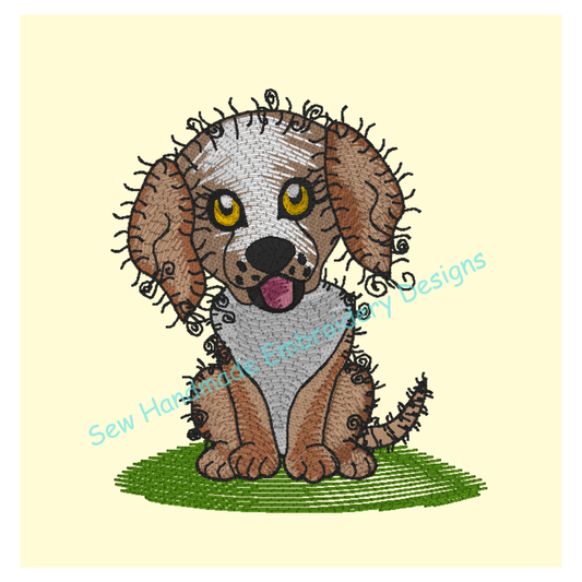 RAGGY PUPPY DOG Machine Embroidery Design